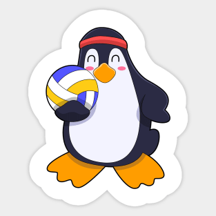 Penguin at Volleyball Sports Sticker